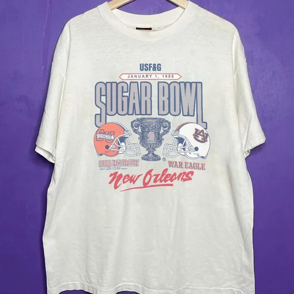 Vintage Auburn Tigers Vs Syracuse Orangemen Sugar Bowl Football Unisex shirt tee